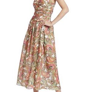 Badgley Mischka Strapless Paisley Dress - Pink and Green